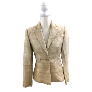 Carolina Herrera Cream Silk Blend Blazer Jacket